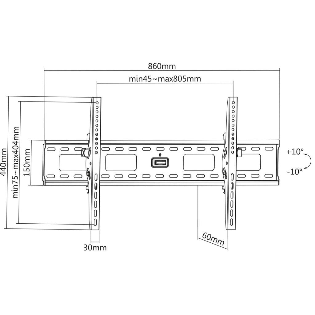 Manhattan Soporte Para Tv, De Pared, Con Inclinación, Pantallas 37" A 85" 75 Kg
