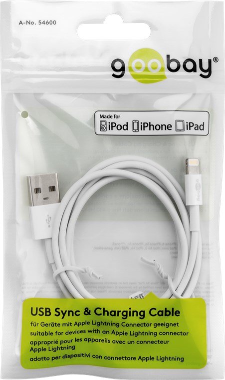 Cable Adaptador De Goobay Usb 2.0, Plug-A Plano> Enchufe De Relámpago, 1 Metro 63523