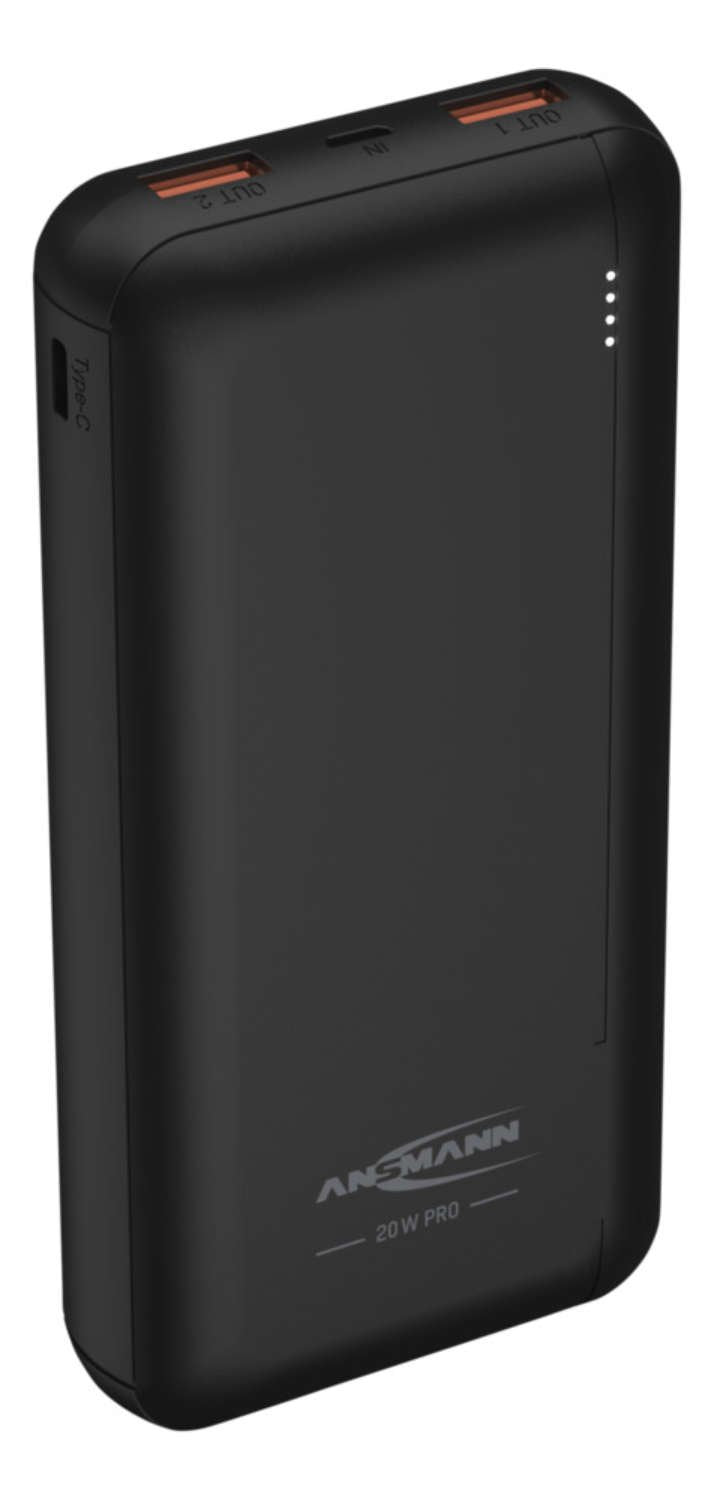 Bateria  Ansmann Powerbank 20000 Mah 20w 2 Usb-A Ports, Usb-C Port