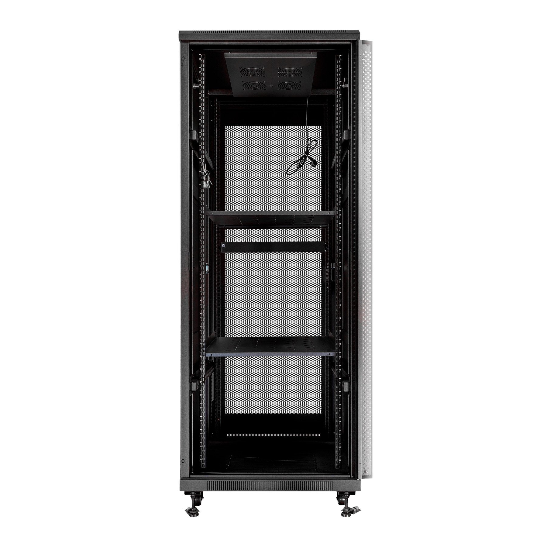 Armario De Suelo 19 Aiten Data 37u Ai6637 600 X 600 X 1780 2cl 4r Mo Color Negro Puerta De Cristal Templado Puerta Trasera Perforada