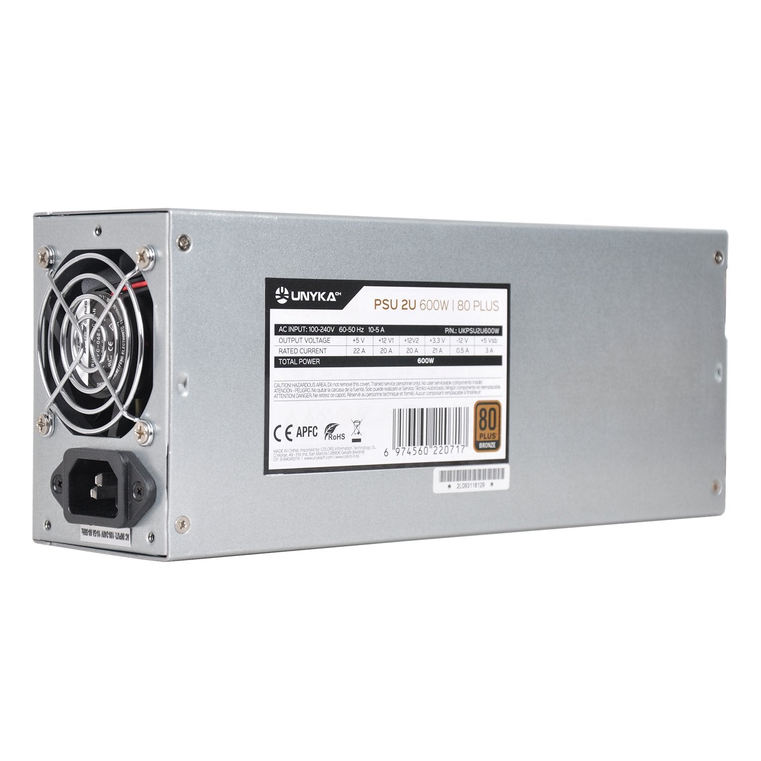 Fuente Flex Atx 600w Unyka 2u 80+ Bronze