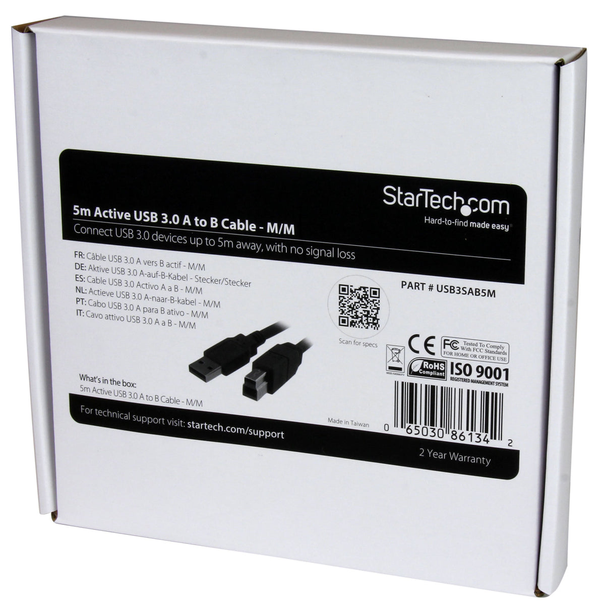 EAN 0065030861342 - StarTech.com USB3SAB5M cable USB USB 3.2 Gen 1 (3.1 Gen 1) 5 m USB A USB B 5 Gbit/s Negro imagen 4
