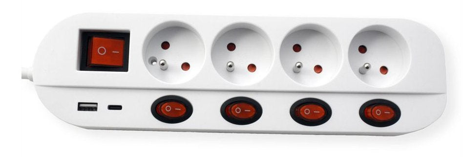 Roline 4-Fach Steckdosenleiste Mit Schalter, Ute Version, Usb-Charger A+C, 1,5 M