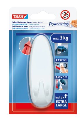 Tesa Powermrips Haken Xl Oval 3kg Selbmklebend Blanco