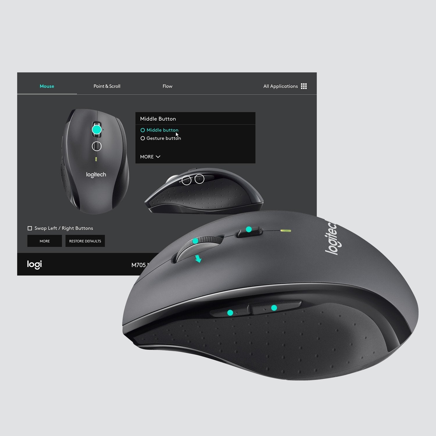 EAN 5099206093065 - Logitech Customizable Mouse M705 ratón Oficina mano derecha RF inalámbrico Óptico 1000 DPI imagen 4