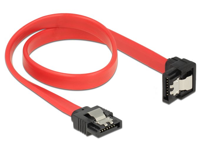 Delock Cable Sata 6 Gb/S Macho Recto  Sata Macho Acodado Hacia Abajo De 30 Cm