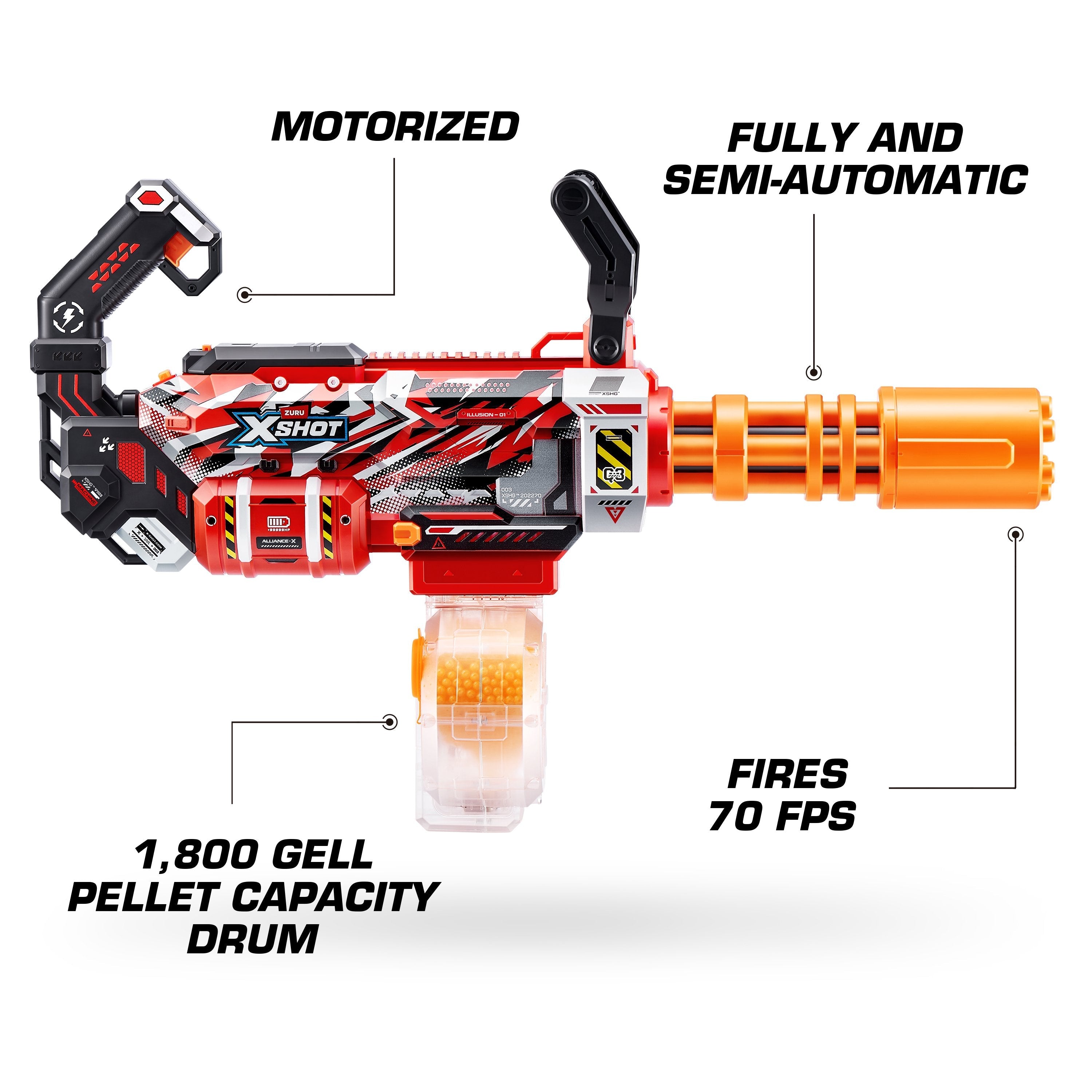 Zuru X-Shot Hyper Gel Gattlin Blaster Motorisiert Mit Gel-Kugeln 36892