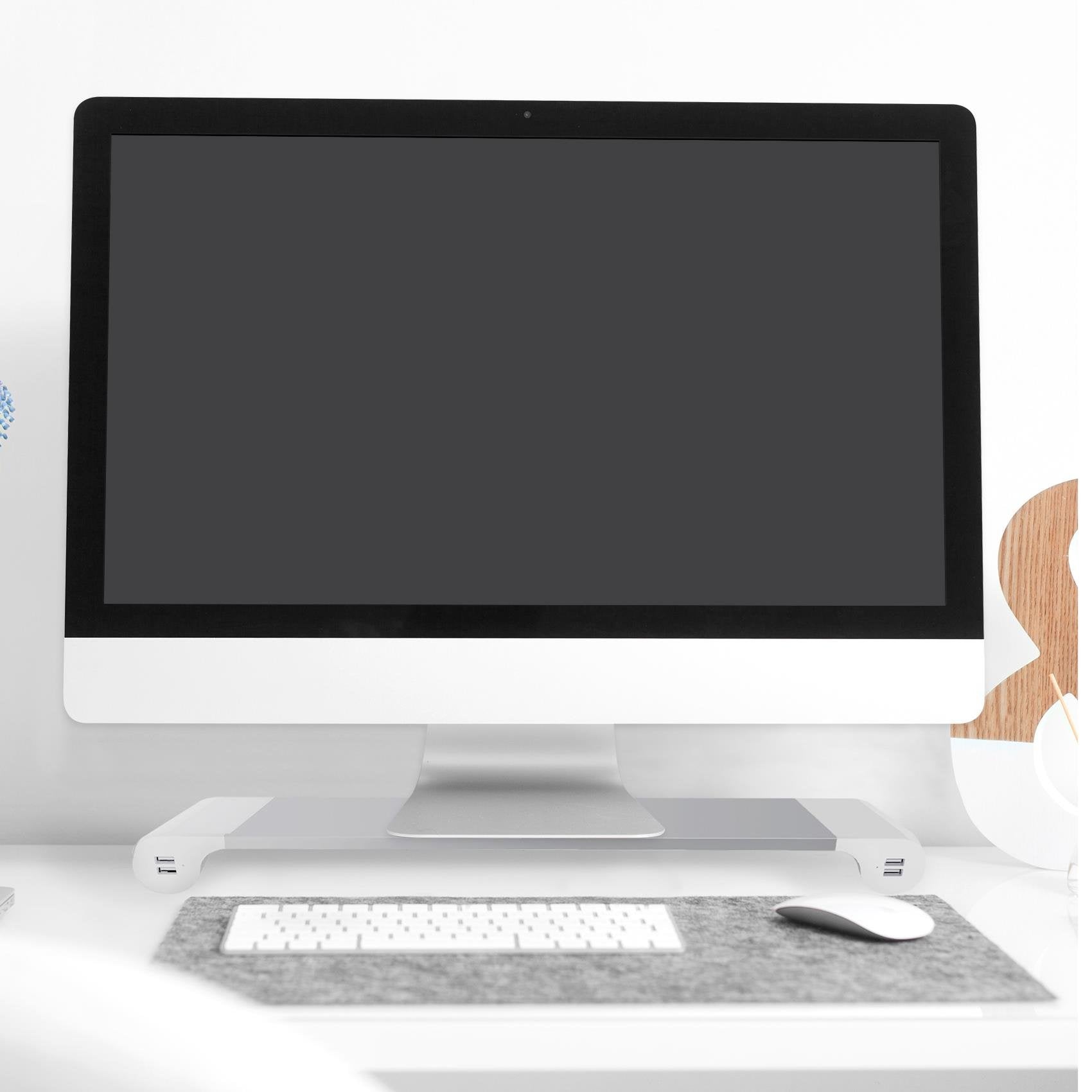 Soporte Monitor Escritorio Celly Swdeskhubwh White + Hub 4xusb White