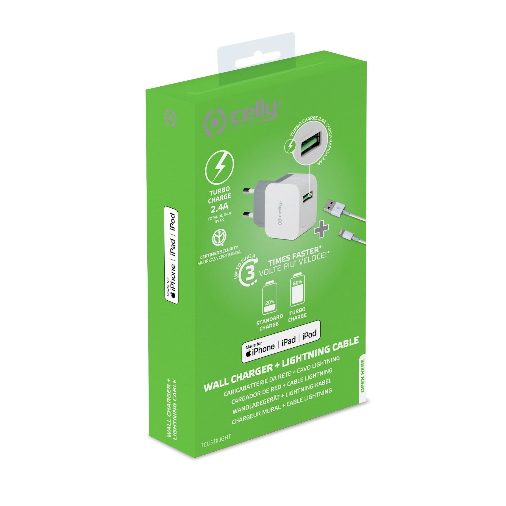 Celly Tcusblight Cargador De Dispositivo Móvil Interior Blanco