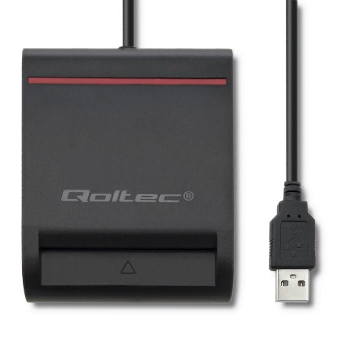 Lector De Tarjetas Externo Qoltec 50642 Smart Chip Id Card Scanner Usb 2.0  Plug&Play Lector De Tarjeta Magnética Usb Negro