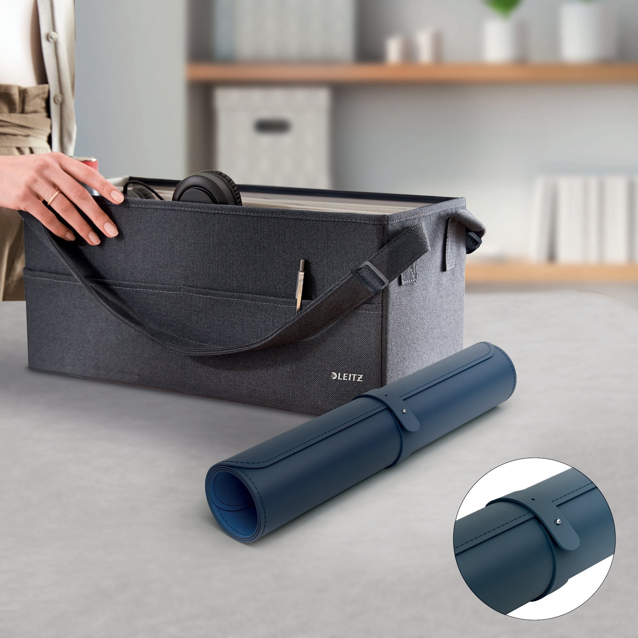 Leitz Alfombrilla De Escritorio Grande 80x40cm - Espesor 2mm - Antideslizante - Impermeable - Azul Oscuro