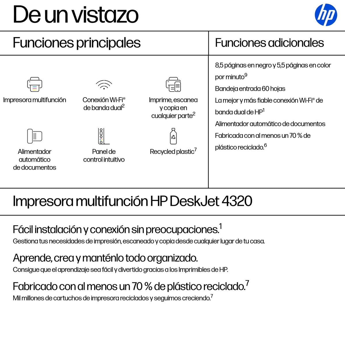 EAN 0198701680222 - HP DeskJet 4320 Inyección de tinta térmica A4 4800 x 1200 DPI 8,5 ppm Wifi imagen 4