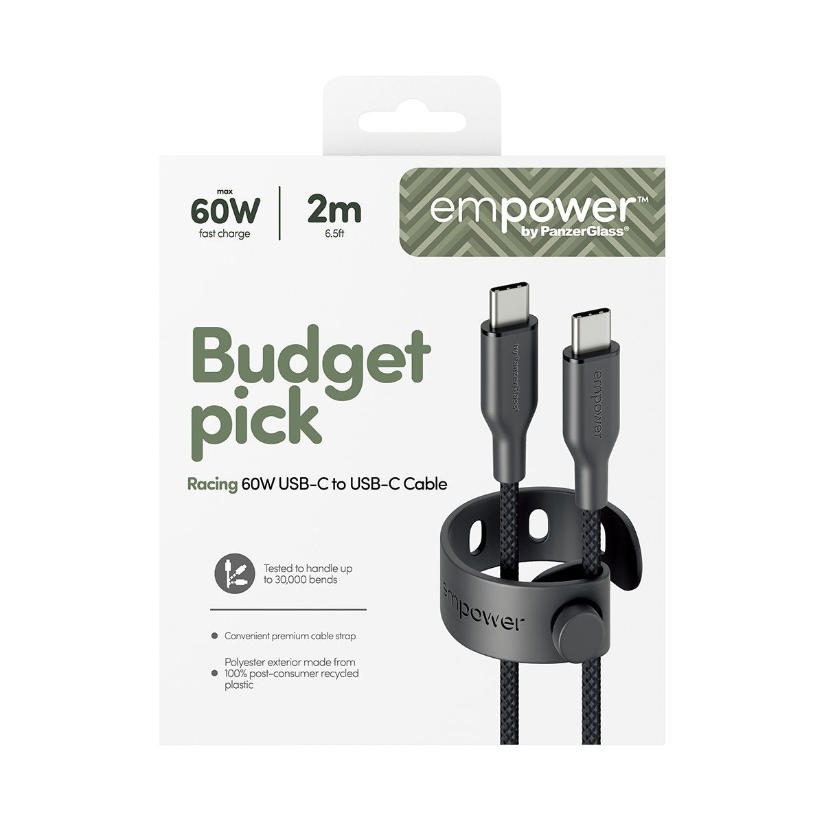 Panzerglass Empower 60w Usb-C To Usb-C Cable Usb 2.0 2m Black