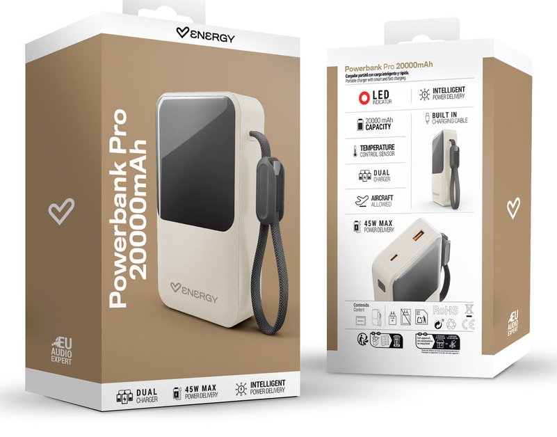 Energy Sistem Pro Powerbank 20000 Mah - 45w - Tecnologia Intelligent Power Delivery - 2 Puertos Para Carga Simultanea -