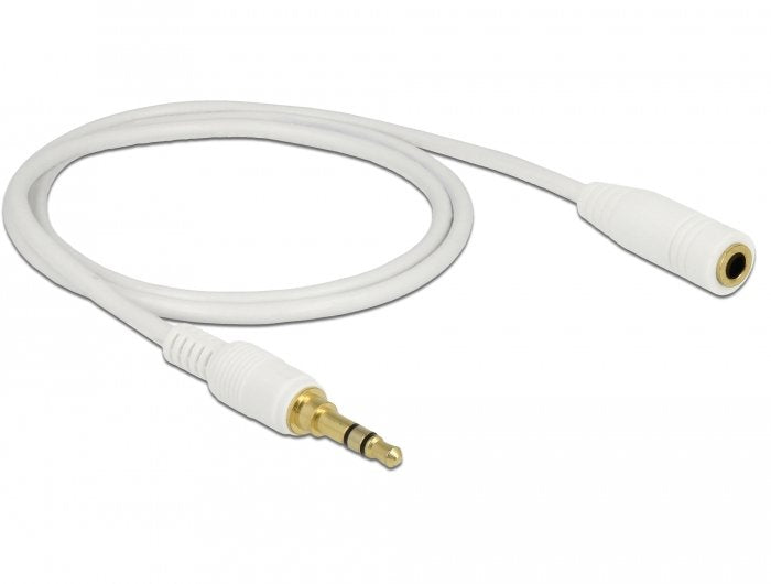 Delock Klinkenverlängerungscable 3,5 Mm 3 Pin Stecker Zu Buchse 1 M Weiss