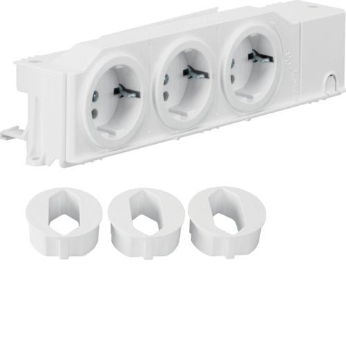 Hager Schuko-Steckdose Universal Vz00as 3fach Drehbar Geschraubt Hutschienenm.