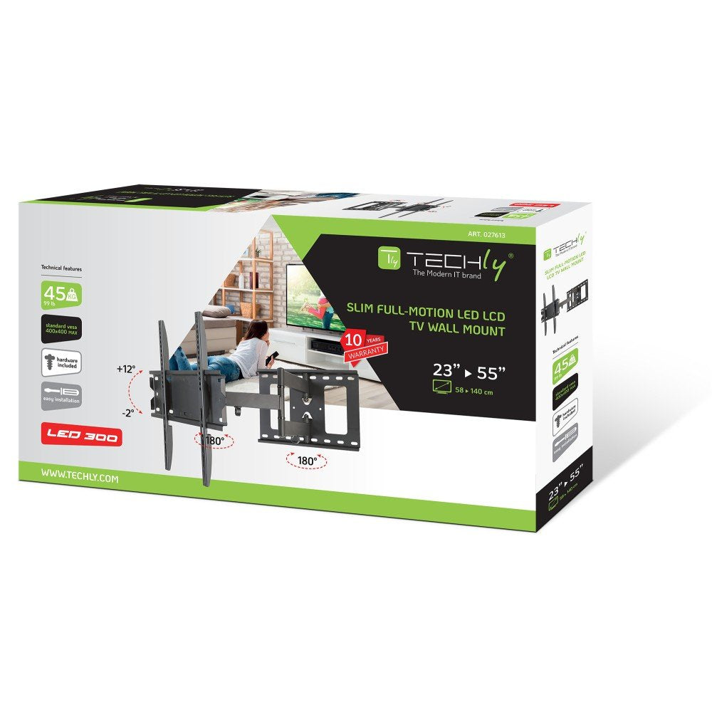 Techly Soporte De Pared Para Tv 23"-55" Full-Motion Slim