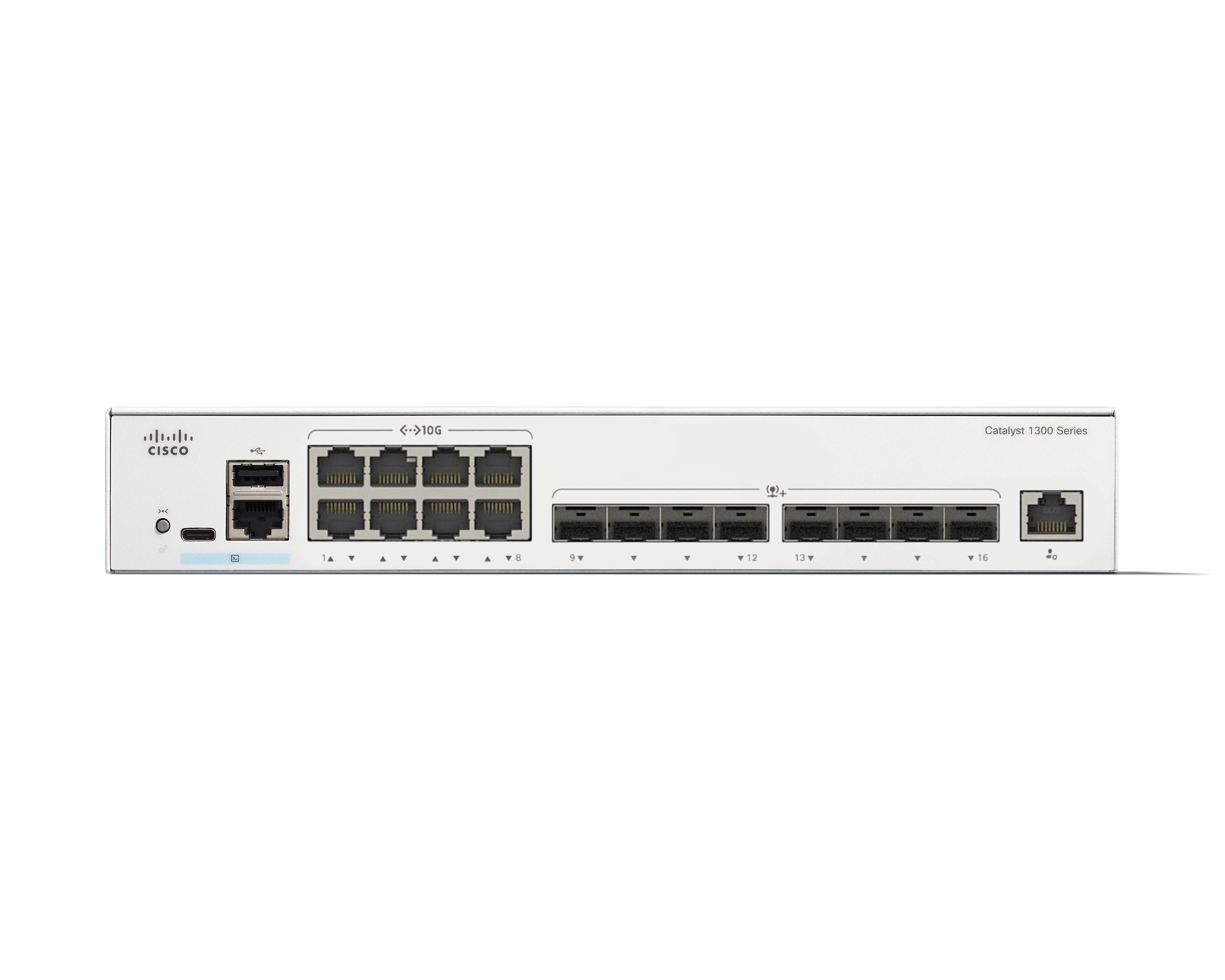 Cisco Catalyst 1300-16xts Conmutador L3 Inteligente 8 X 10gbase-T + 8 X 10 Gigabit Sfp+ Montaje En Rack Refabricado
