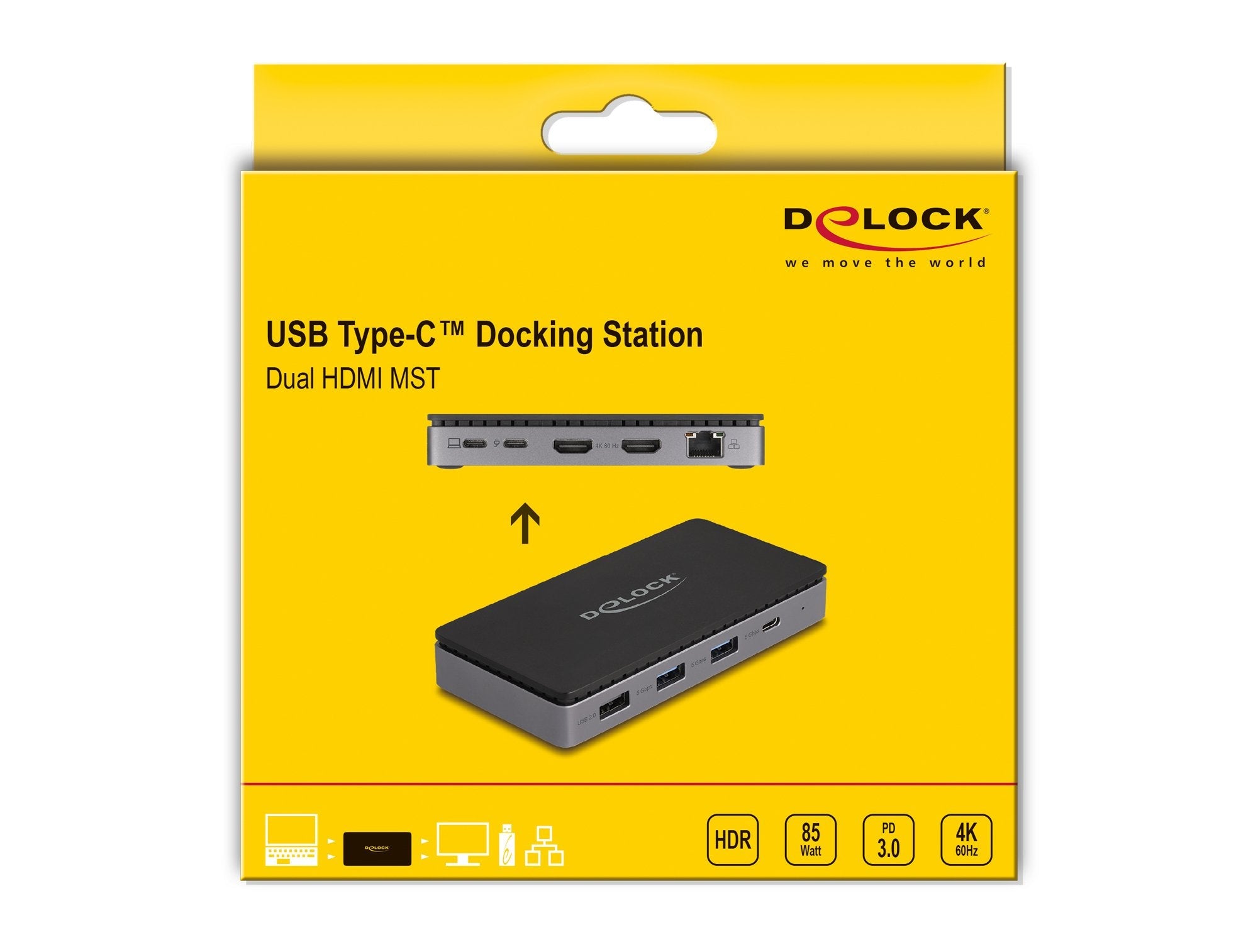 Delock 88271 Estación De Acoplamiento Usb Type-C 4k - Dual Hdmi Mst / Usb / Gigabit Lan / Pd 3.0 85 W