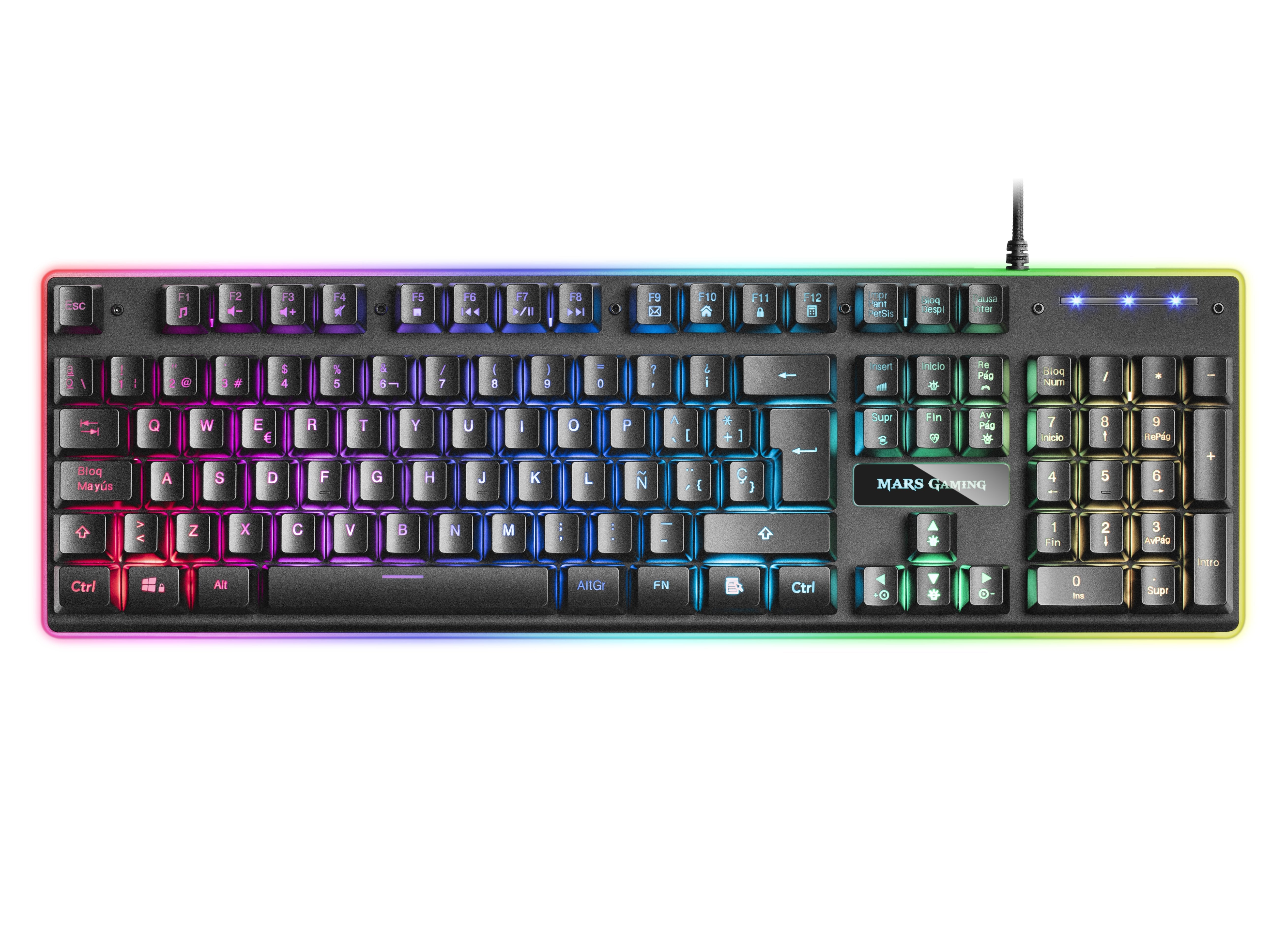Mars Gaming Mk320pt Teclado Usb Portugués Negro Marsgaming Mk320 Full Rgb H-Mechanical Keyboard, Padded Palmrest - Portuguese