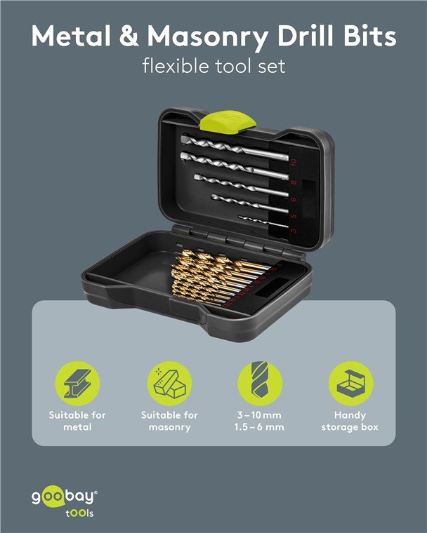 Juego De Brocas Para Metal Y Mampostería, 17 Brocas Afiladas Para Agujeros Pasantes Y Ciegos En Metal Y Piedra,