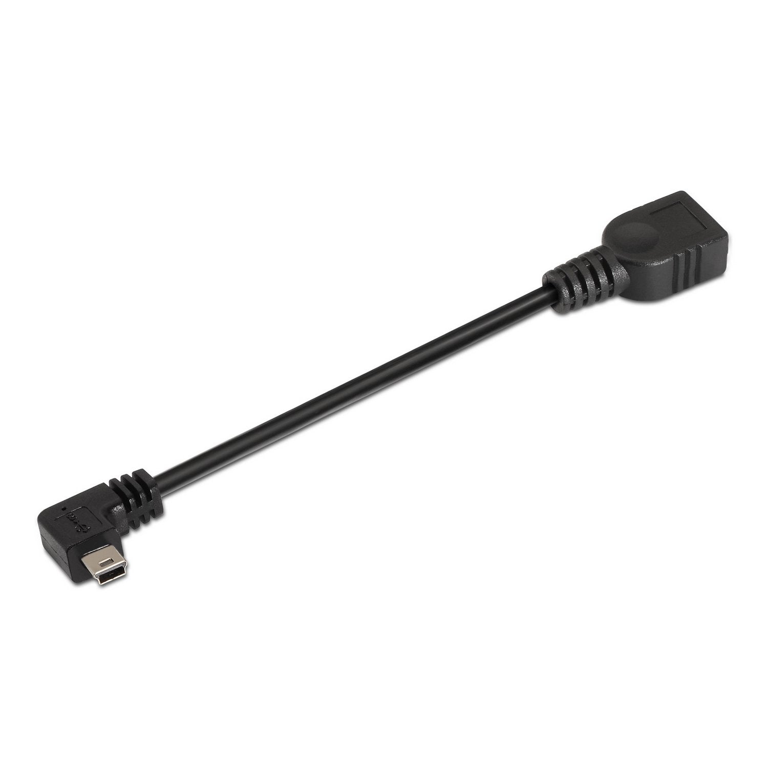 Aisens Cable Usb 2.0 Otg Acodado - Tipo Mini B Macho-A Hembra - 15cm - Negro
