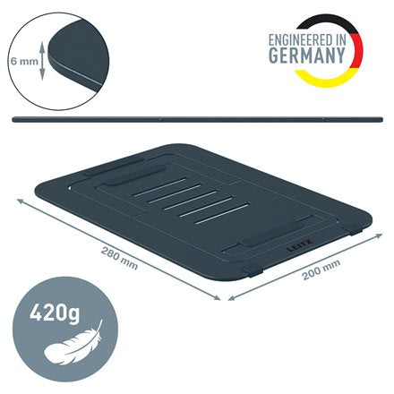 Leitz Ergo Laptopstnder,Gris Oscuro Ultraflach, Regulable En Altura