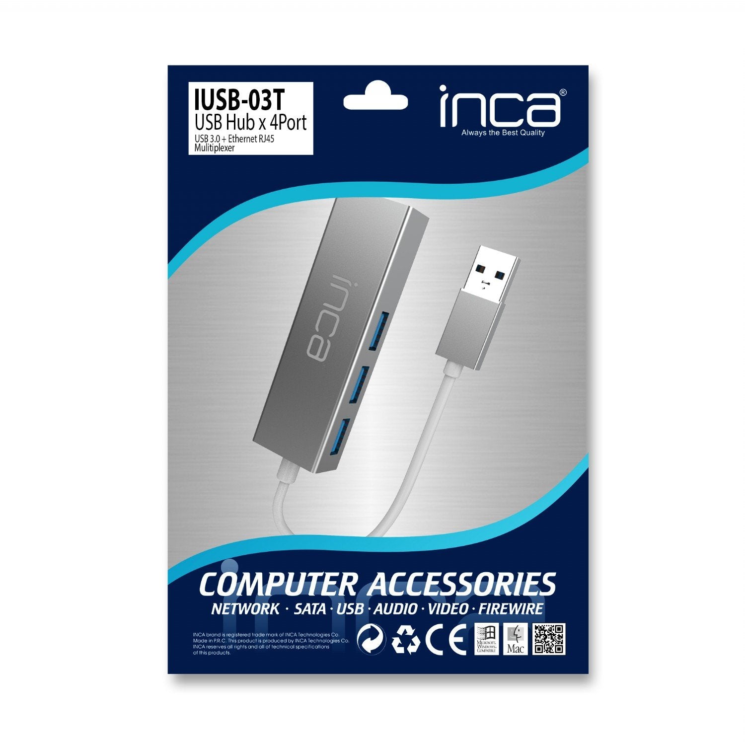 Hub Inca Iusb-03t De Interfaz Usb 3.2 Gen 1 (3.1 Gen 1) Type-A Aluminio Inca Iusb-03t  De Interfaz Usb 3.2 Gen 1 (3.1 Gen 1) Type-A Aluminio