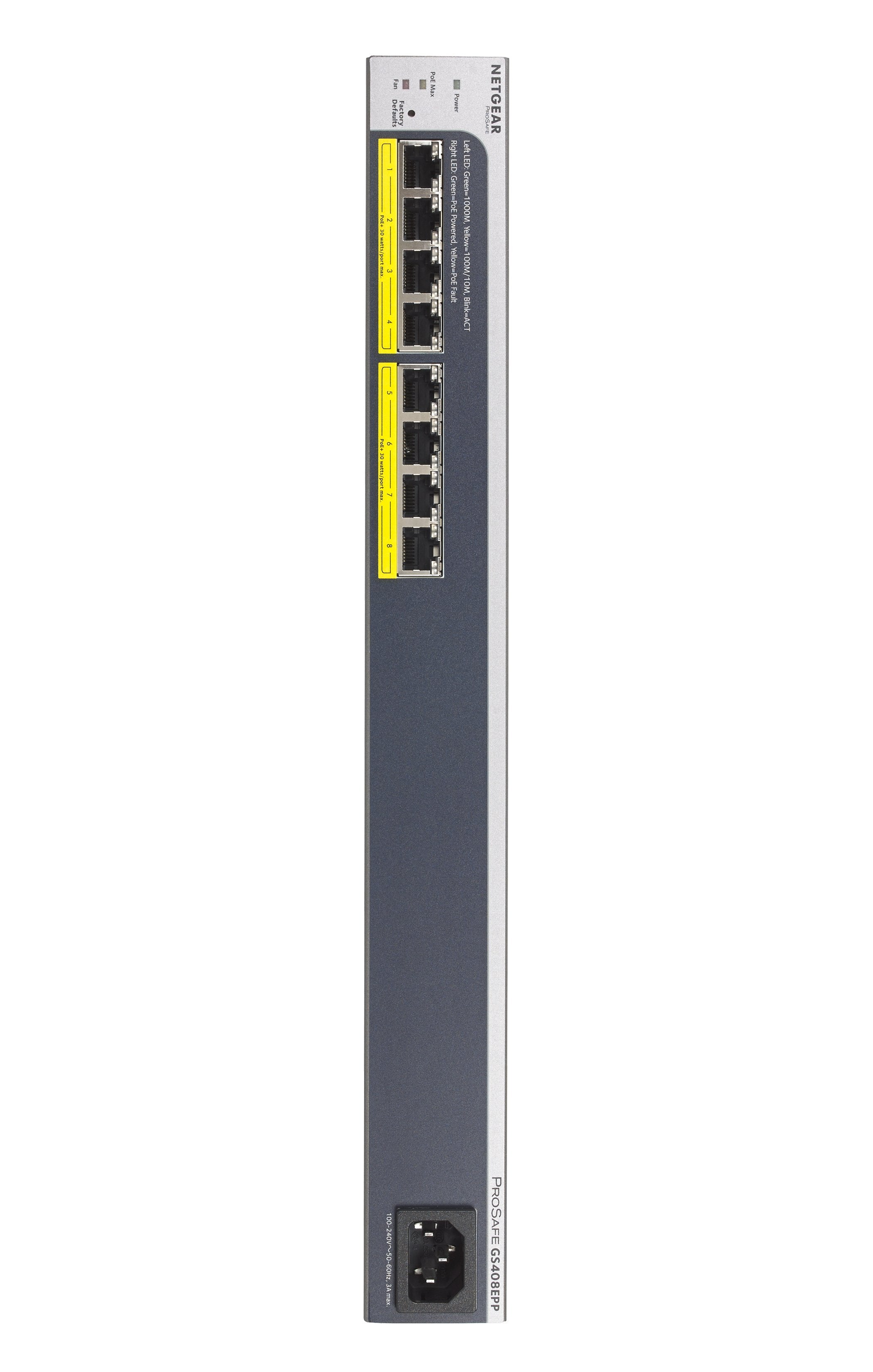 Netgear Gs408epp Gestionado L2 Gigabit Ethernet (10/100/1000) Energía Sobre Ethernet (Poe) Negro, Gris