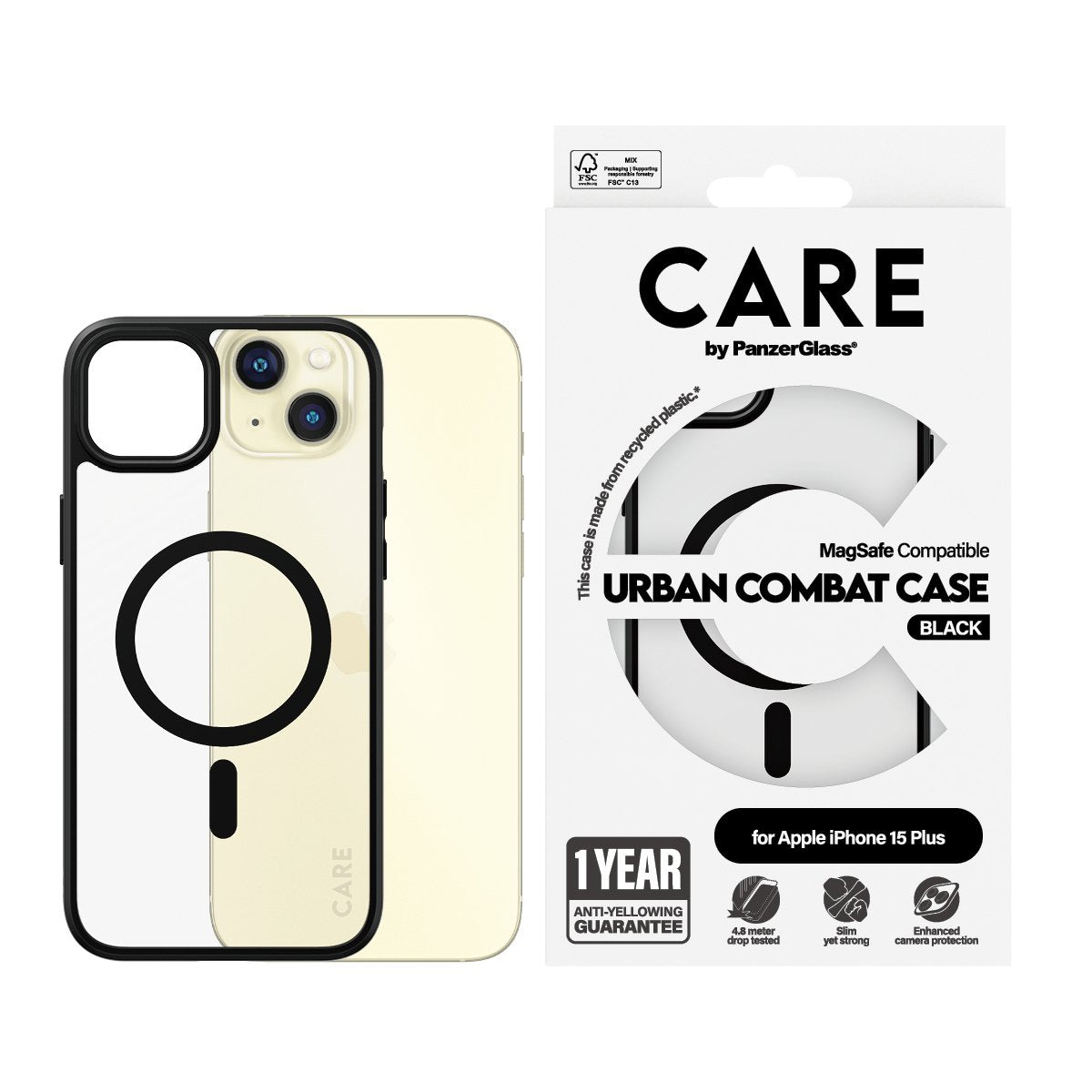 EAN 5715685005626 - PanzerGlass CARE™ by ® Urban Combat Case Transparent w. Black MagSafe iPhone 15 Plus funda para teléfono  imagen 2