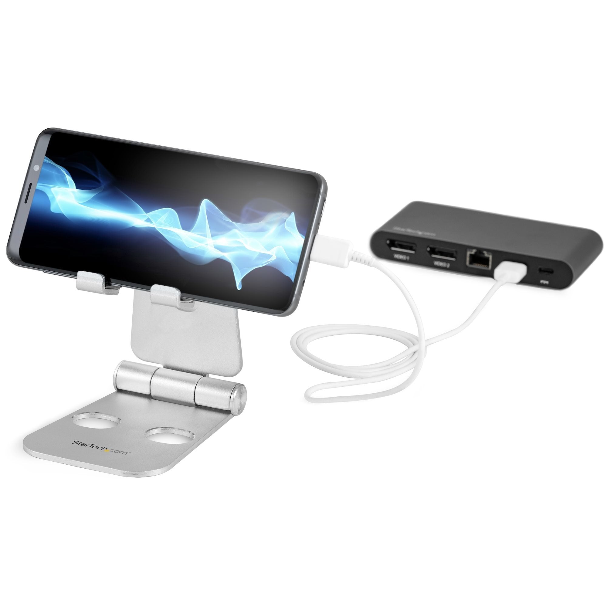 Startech.Com Base Para Movil Y Tablet - Aluminio - Plegable - Soporte Ajustable Para Tablet - Soporte Multidispositivo,3 Años
