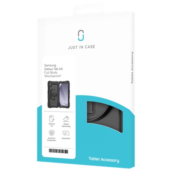 Funda Tablet Samsung Galaxy Tab A9 Shockproof Rotating 360º Negro Just In Case Fuenda A Prueba De Golpes/ Compatible Samsung Galaxy Tab A9/ Protección De 3 Capas De Cuerpo Completo/ Negro