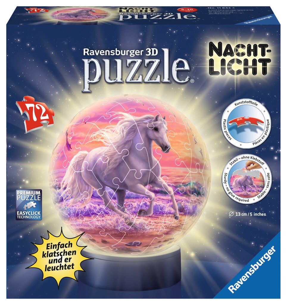 Caballos De Luz Nocturna En La Playa,  Ravensburger Rompecabezas 118434