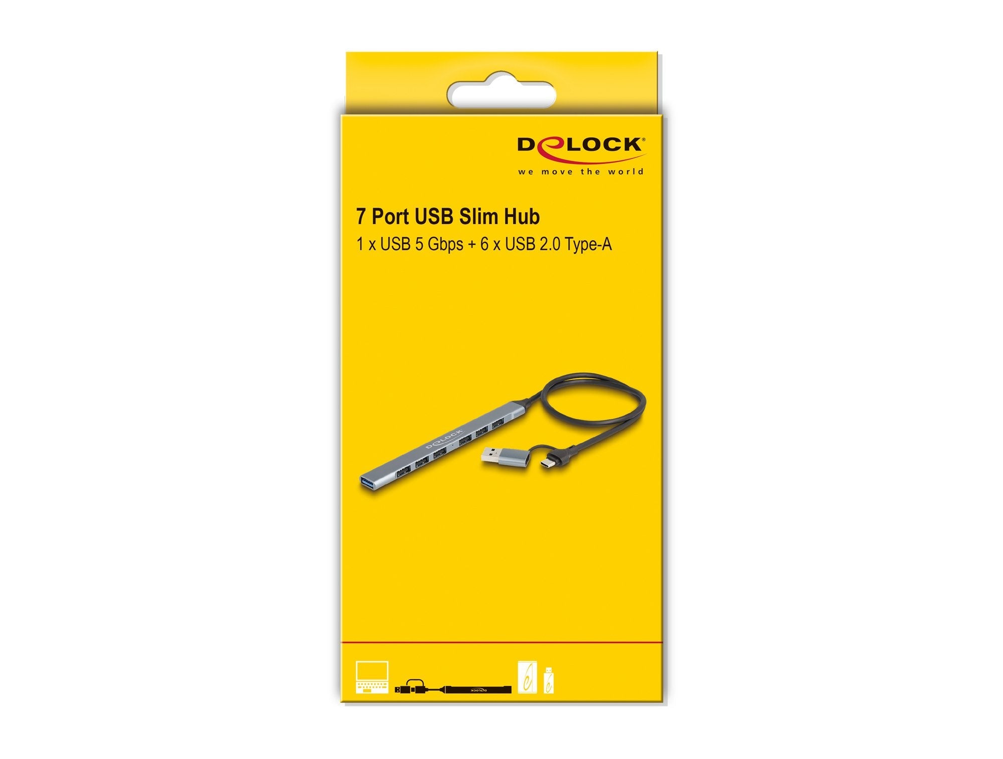 Hub Delock 7 Port Slim Usb Con Usb Type-C Oder Usb Typ-A