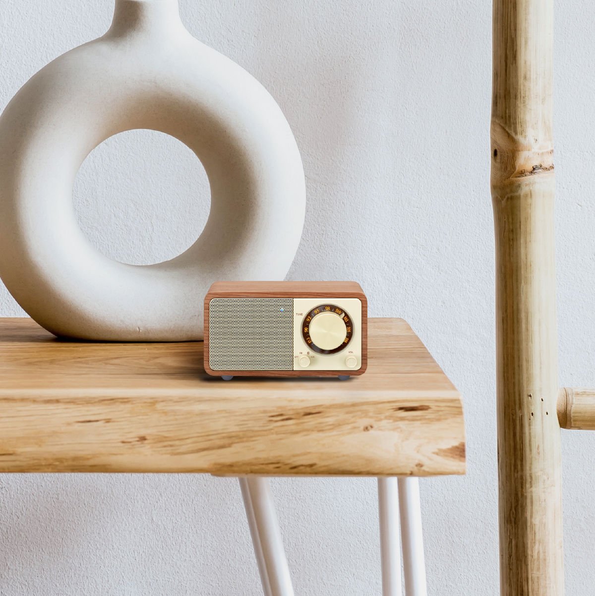 Sangean Wr-7 Plus Cerezo Natural Radio Con Mueble De Madera Fm Bluetooth Aux