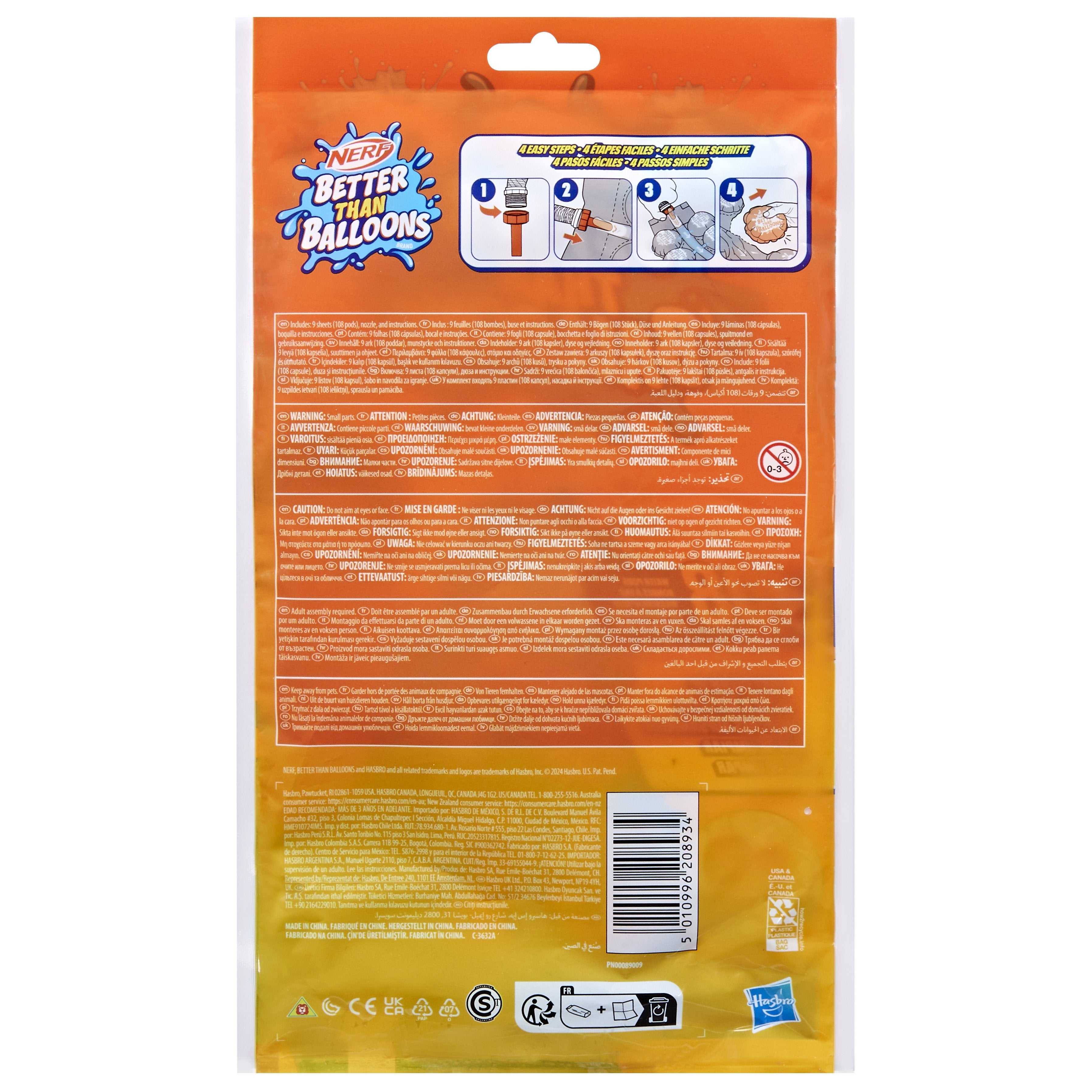 Hasbro Nerf Super Soaker Better Than Balloons 108 Piezas, Juguete Acuático Multicolor F87425l4