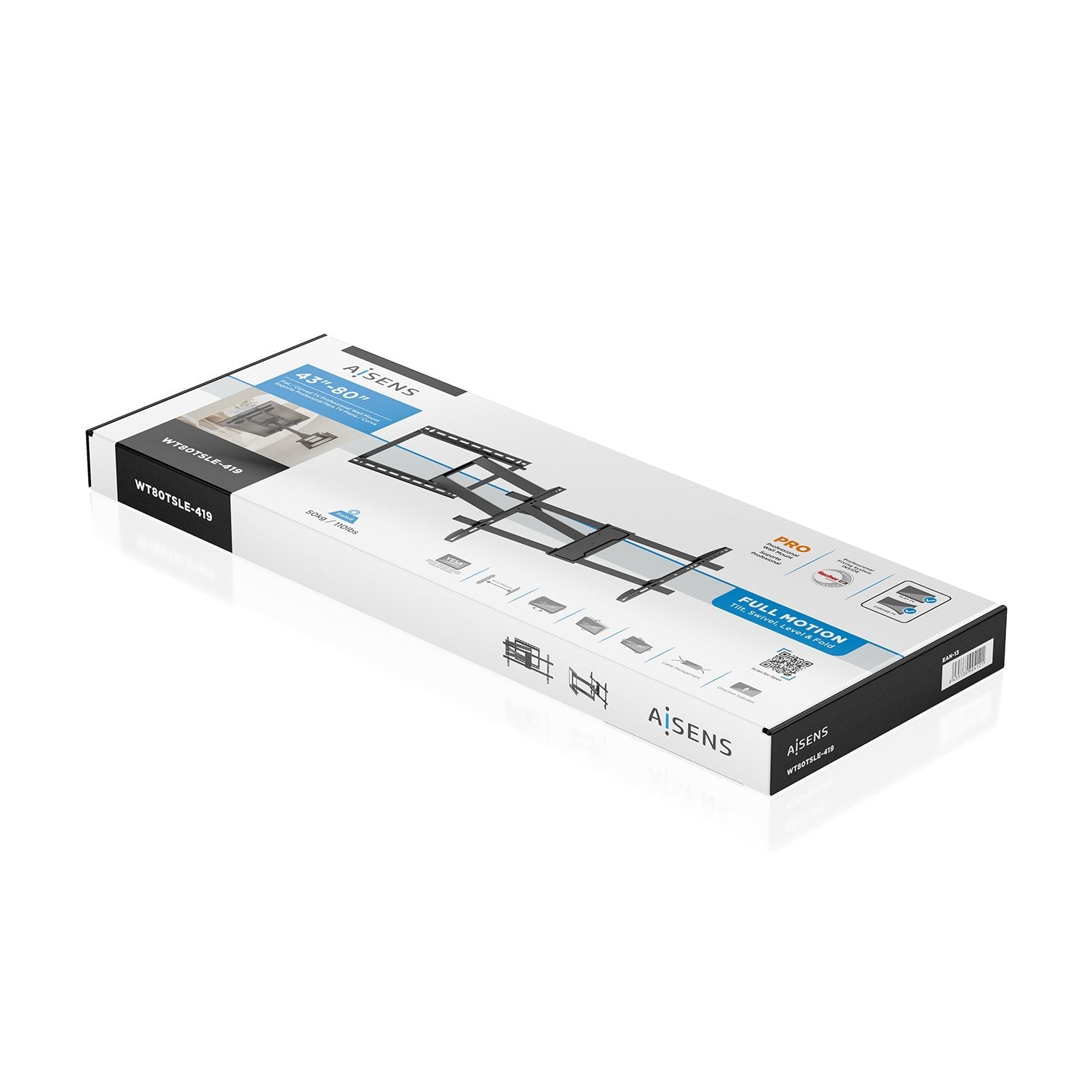 Aisens Soporte Pro Giratorio, Inclinable Y Nivelable Para Monitor/Tv 50kg De 43-80, Negro