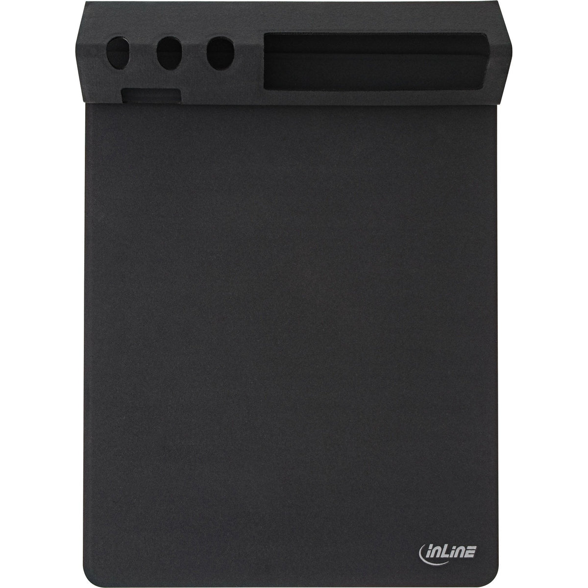 Alfombrilla De Ratón Multifunción Inline Con Soporte Para Smartphone Y Bolígrafo, Negra, Plegable