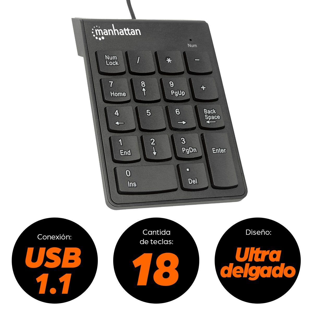 EAN 0766623176354 - Manhattan 176354 teclado numérico Universal USB Negro imagen 6