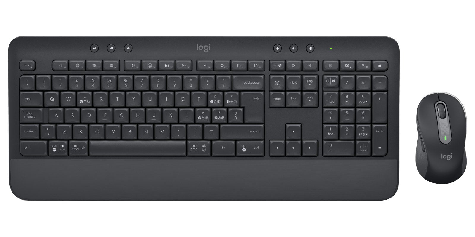 Teclado Italiano Logitech Signature Mk650 Combo Ratón Incluido Rf Wireless + Bluetooth Qwerty Grafito