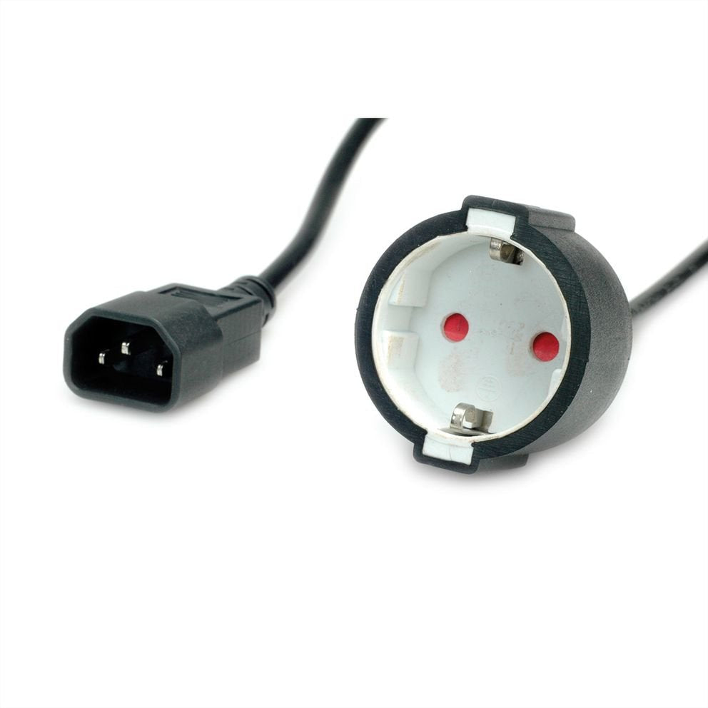 Value Netzcable, C14 Auf Cee7 3, Max. 10a (2300w), Nur Fr Verwendung An Usv, Schwarz, 0,3 M
