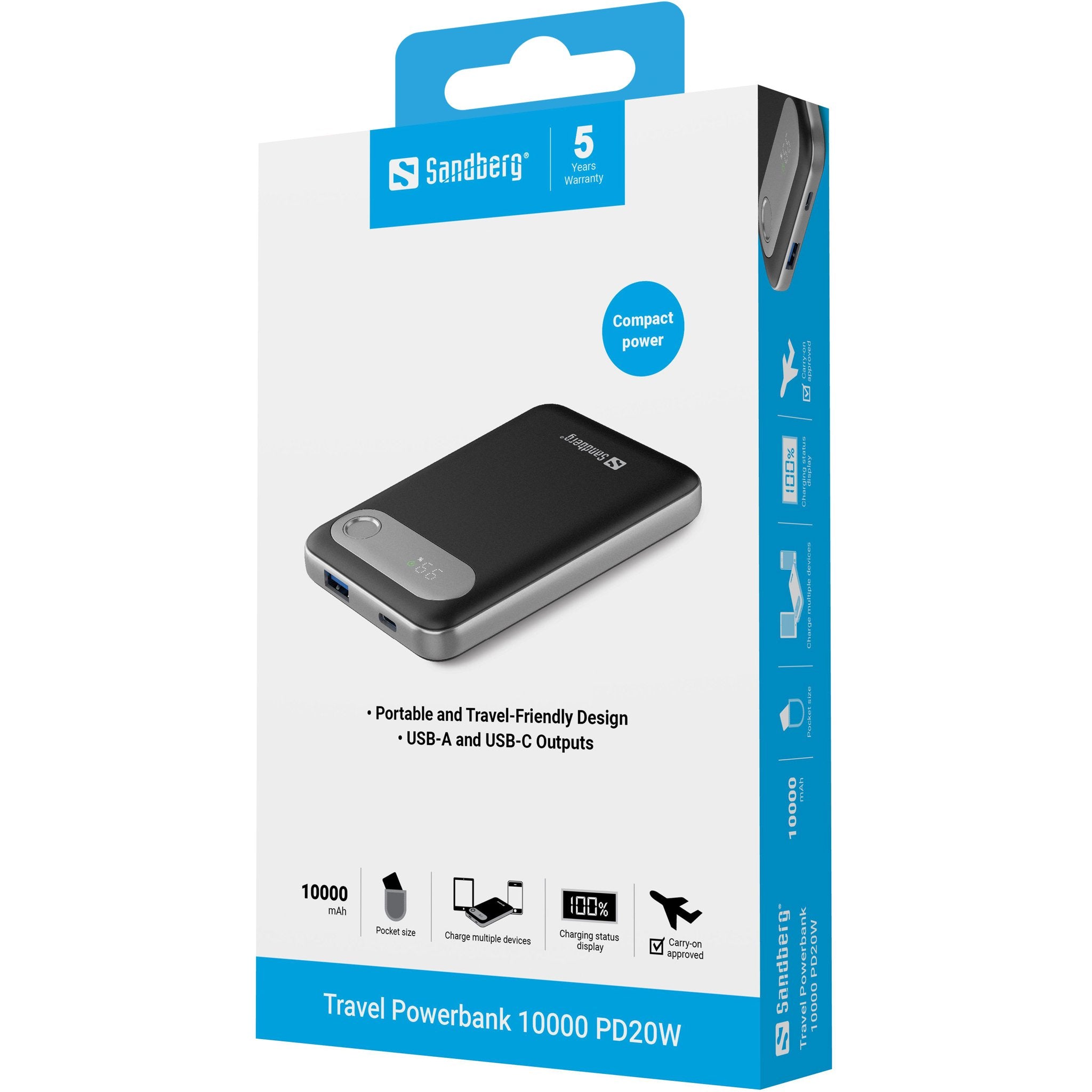 EAN 5705730421167 - Sandberg 421-16 batería externa Polímero de litio 10000 mAh Aluminio, Negro imagen 6