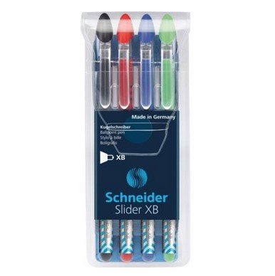 Schneider Bolígrafo Slider Basic Xb Punta Gruesa Estuche De 4 C/Surtidos