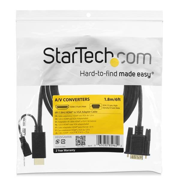 EAN 0065030859639 - StarTech.com HD2VGAMM10 adaptador de cable de vídeo VGA (D-Sub) HDMI + Micro USB Negro imagen 5