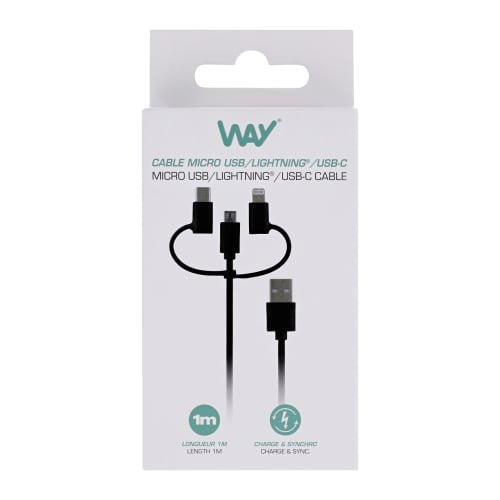 EAN 3303170112052 - T'nB WCBL3IN1 cable USB 1 m USB A USB C/Micro-USB B/Lightning Blanco imagen 3