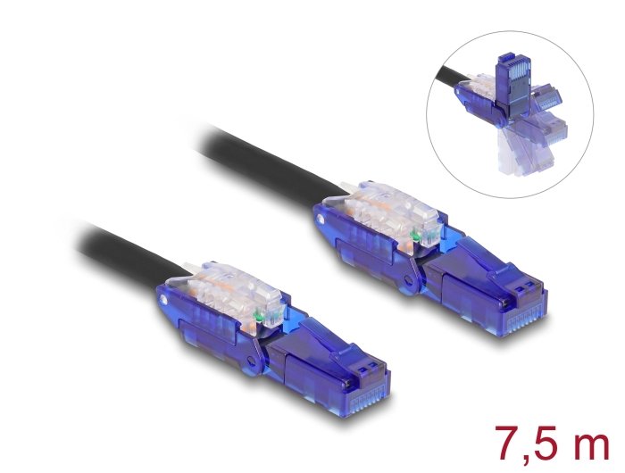 Delock Rj45 Netzwerkcable Cat.6 Utp Mit 180° Winkelbaren Steckern Schwarz 7,5 M