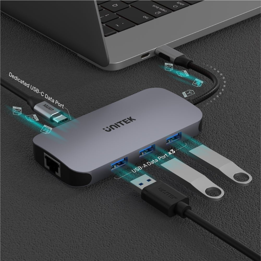 EAN 4894160047083 - UNITEK uHUB N9+ Alámbrico USB 3.2 Gen 1 (3.1 Gen 1) Type-C Gris imagen 4