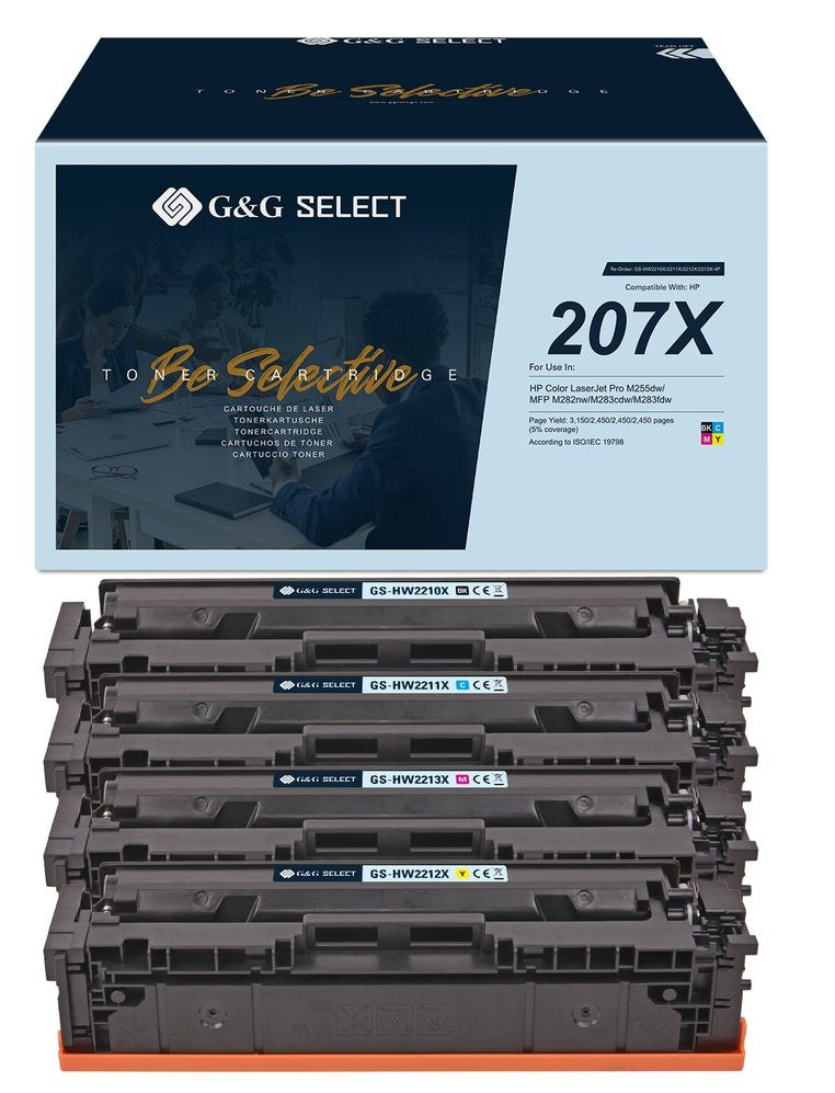 G&G Select Xl-Toner 4er Set Para Hp 207x Mit Chip Bk C M Y