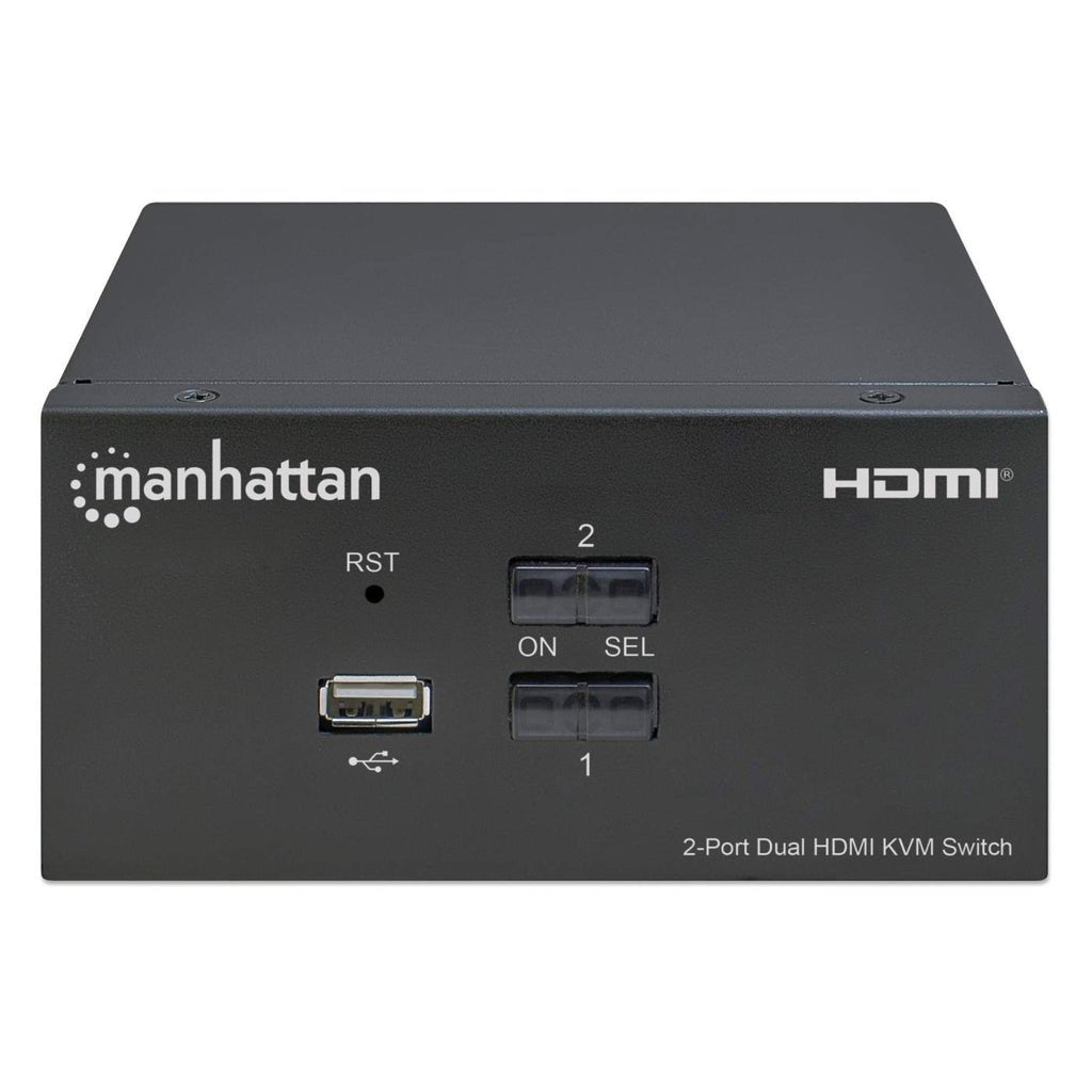 Conmutador Kvm Manhattan 2 Puertos Monitor Dual Hdmi 4k@30hz
