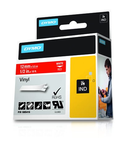 Dymo Rhino Cinta Id1-12 Blanco/Rojo Vinilo
